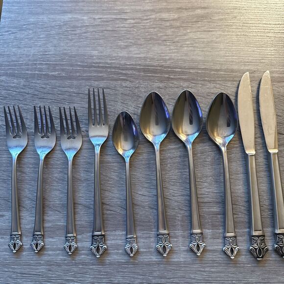 EKCO Eterna Padua Stainless Steel Flatware Forks Knives Spoons Lot Of 10 Japan - Picture 1 of 13